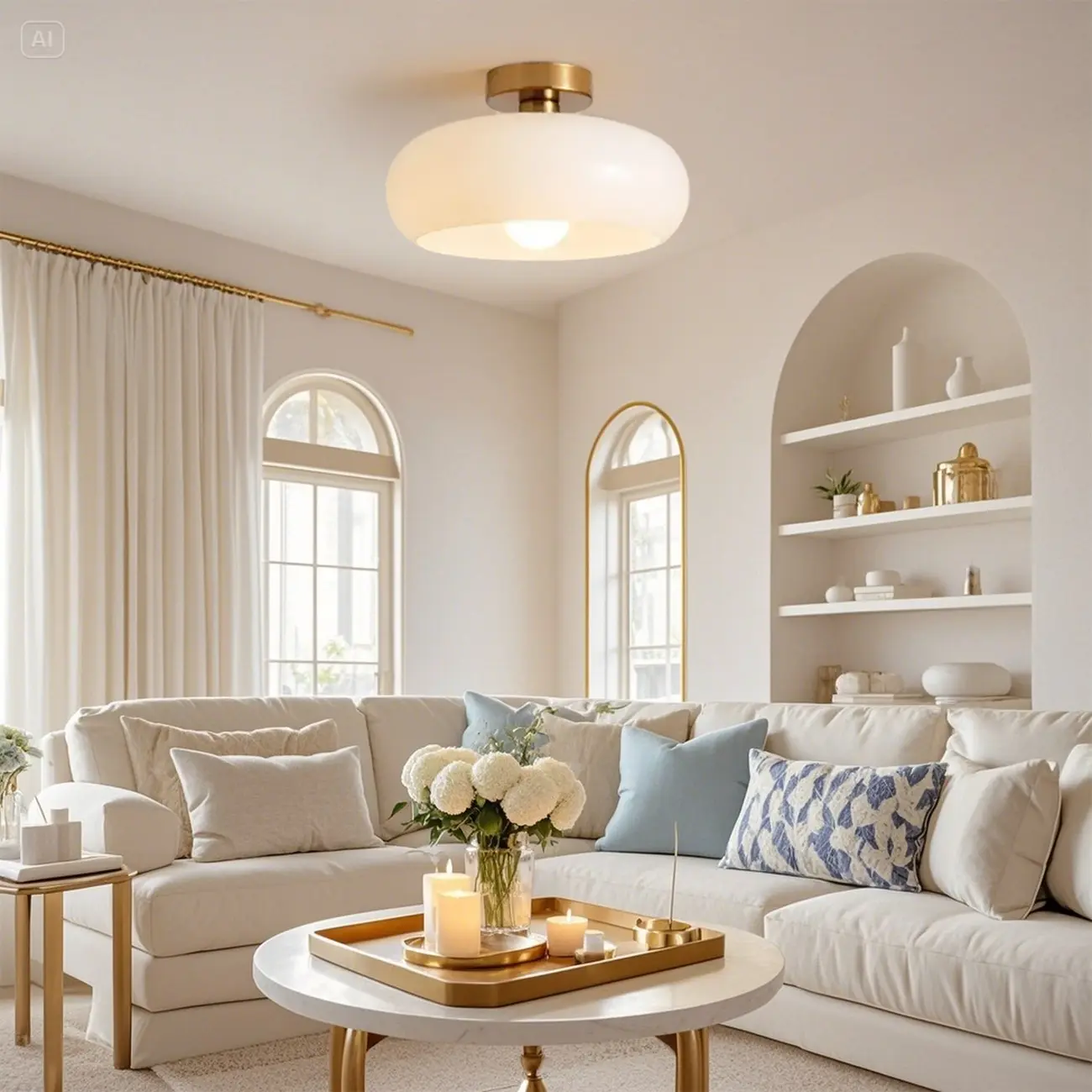 Mini Glass Drum-Shaped Ceiling Light for Dwelling Space Image - 5 | homeyfad