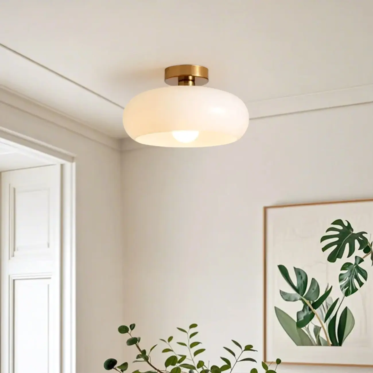 Mini Glass Drum-Shaped Ceiling Light for Dwelling Space Image - 6 | homeyfad