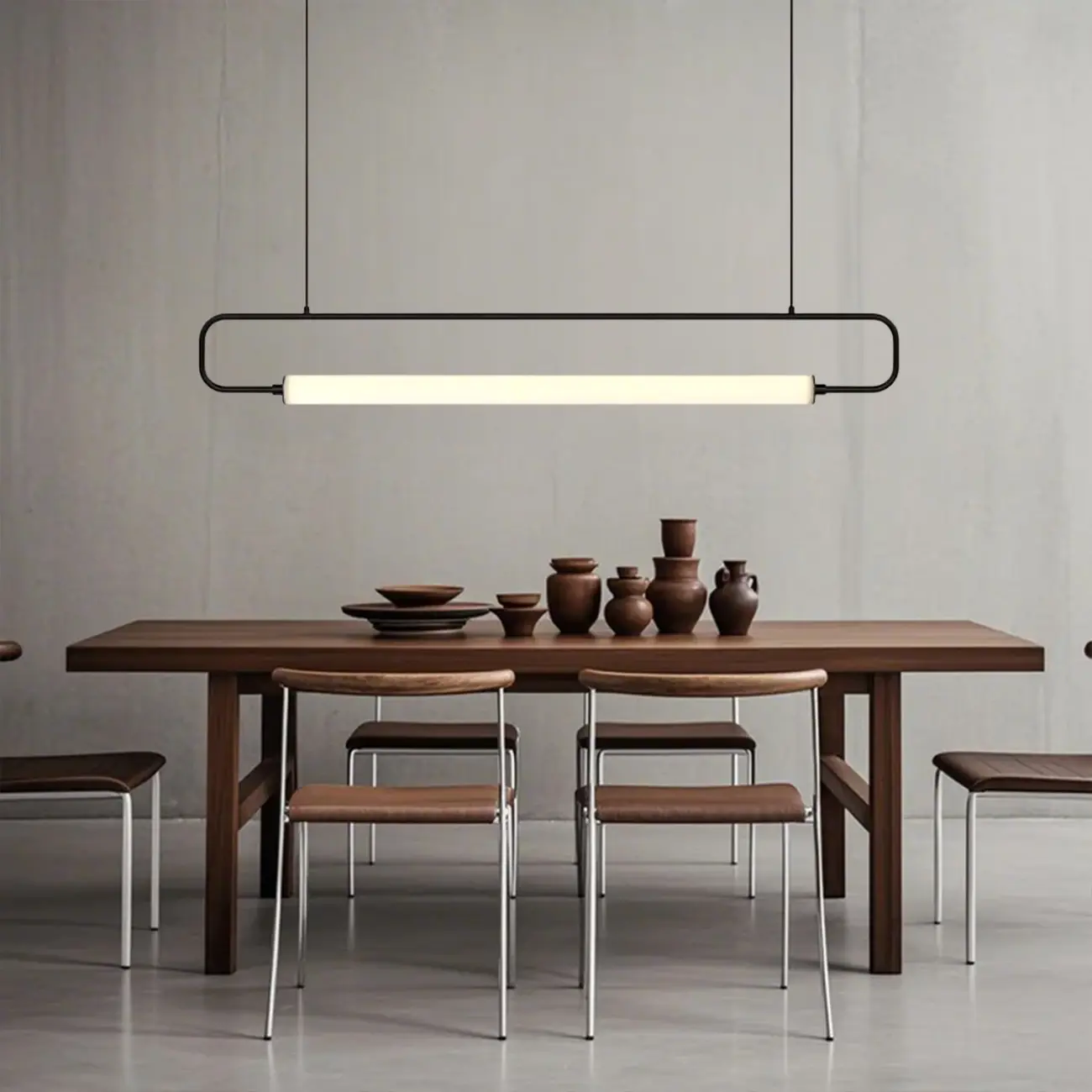 Simple Black Linear Island Light for Kitchen Metal Pendant Light Image - 2 | homeyfad