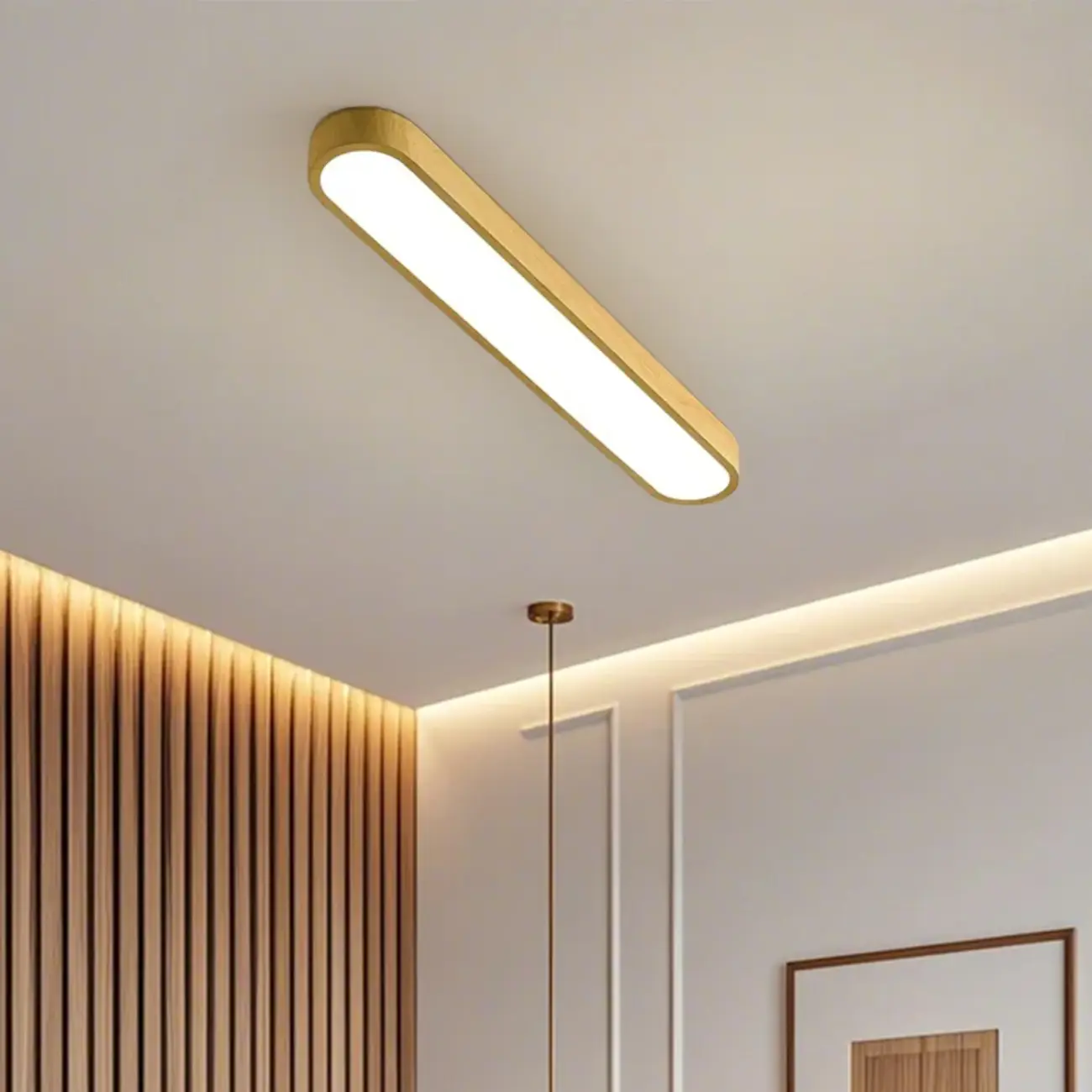 Simple Walnut LED Flush Mount Ceiling Light for Living Room Image - 1 | homeyfad