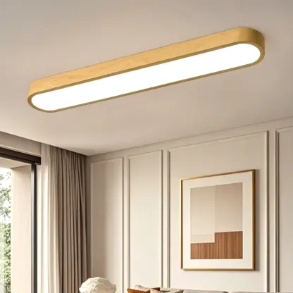 Simple Walnut LED Flush Mount Ceiling Light for Living Room Image - 2
