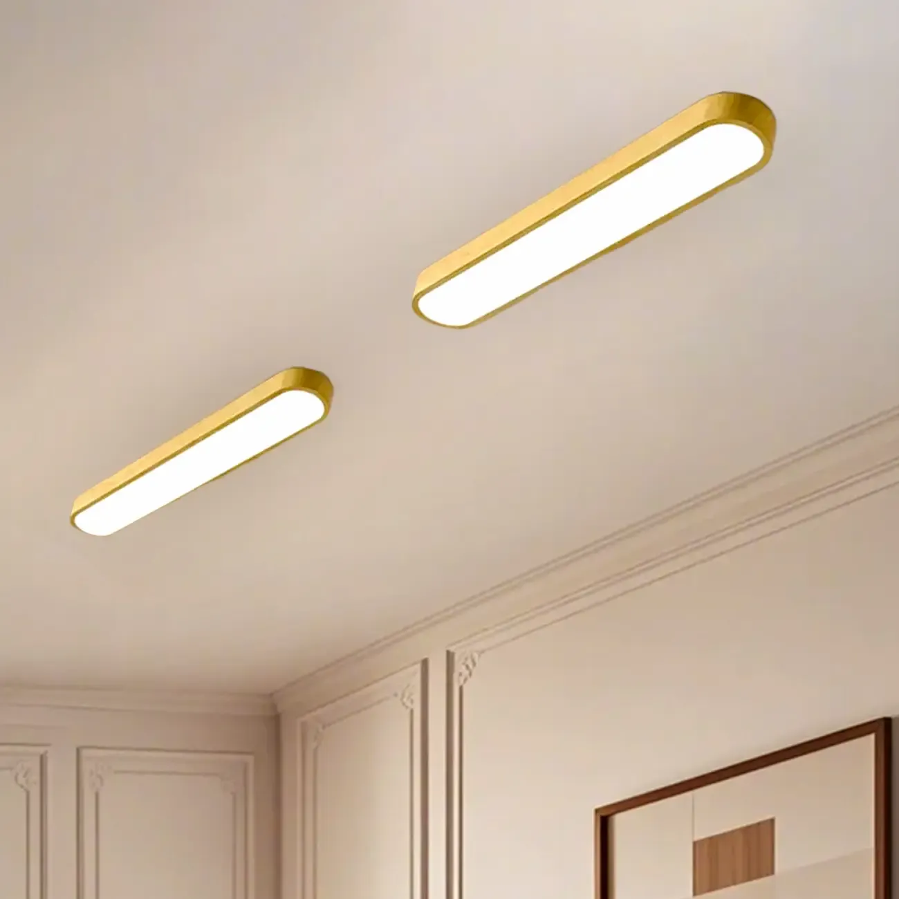 Simple Walnut LED Flush Mount Ceiling Light for Living Room Image - 4