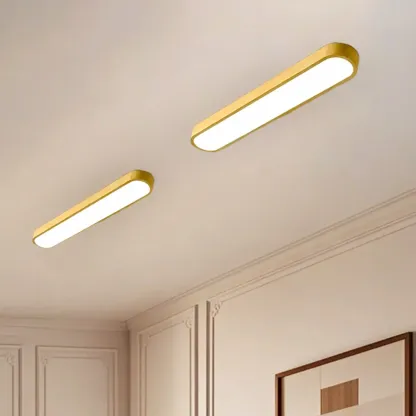 Simple Walnut LED Flush Mount Ceiling Light for Living Room Image - 4