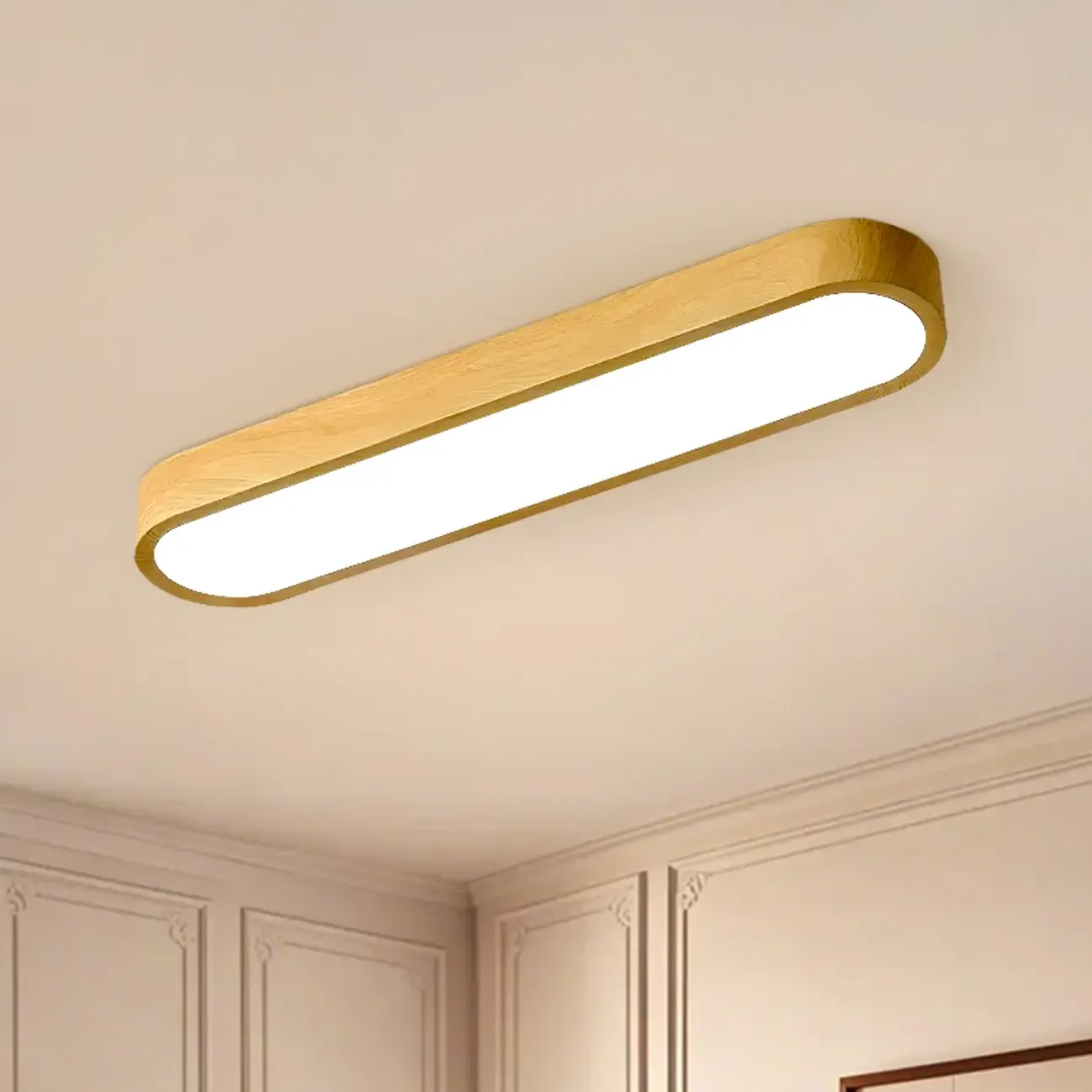 Simple Walnut LED Flush Mount Ceiling Light for Living Room Image - 6