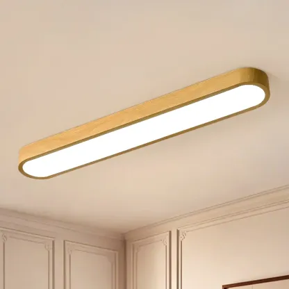 Simple Walnut LED Flush Mount Ceiling Light for Living Room Image - 7