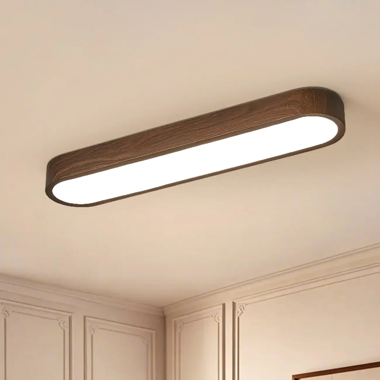 Simple Walnut LED Flush Mount Ceiling Light for Living Room Image - 8 | homeyfad