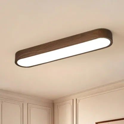 Simple Walnut LED Flush Mount Ceiling Light for Living Room Image - 8