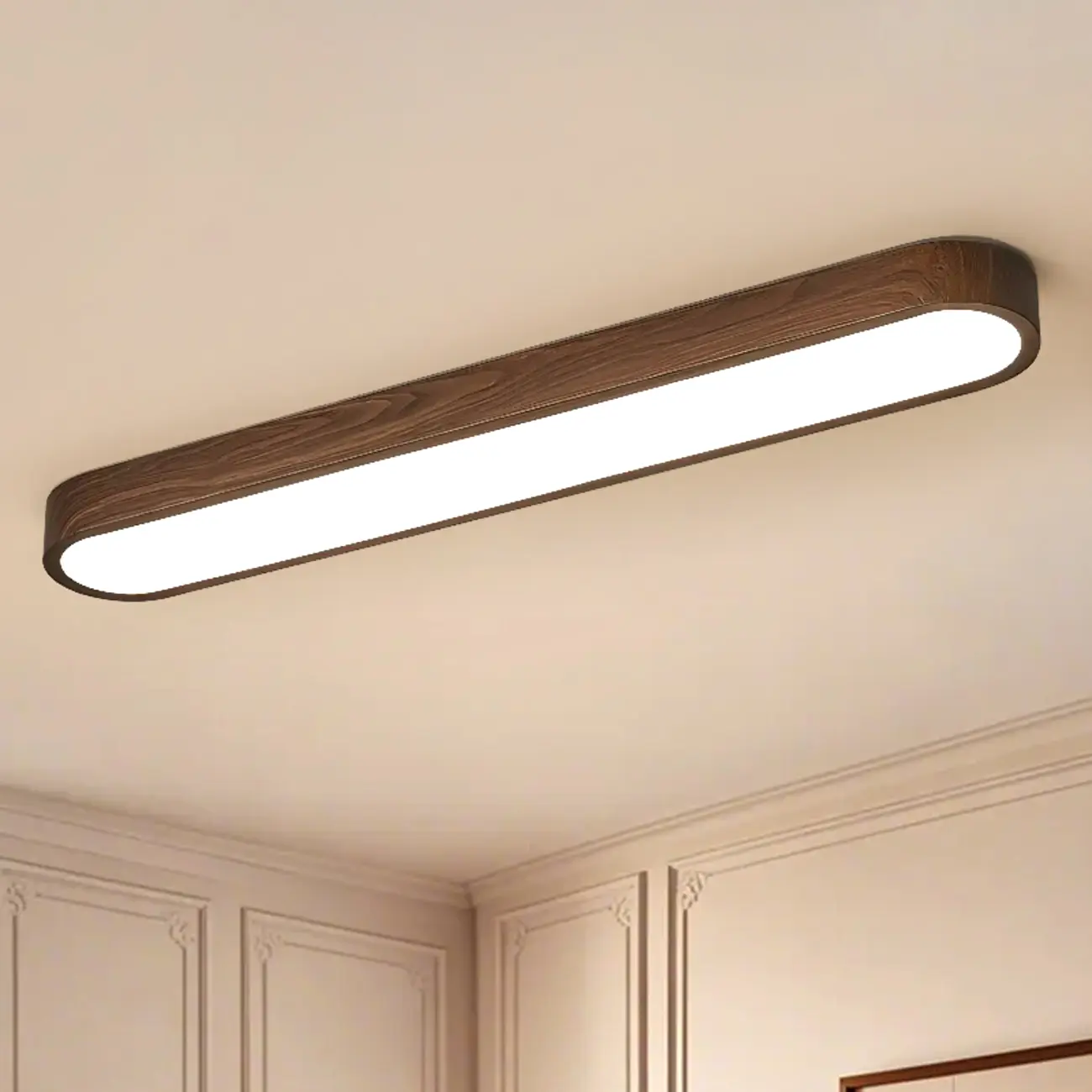 Simple Walnut LED Flush Mount Ceiling Light for Living Room Image - 9 | homeyfad