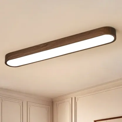 Simple Walnut LED Flush Mount Ceiling Light for Living Room Image - 9