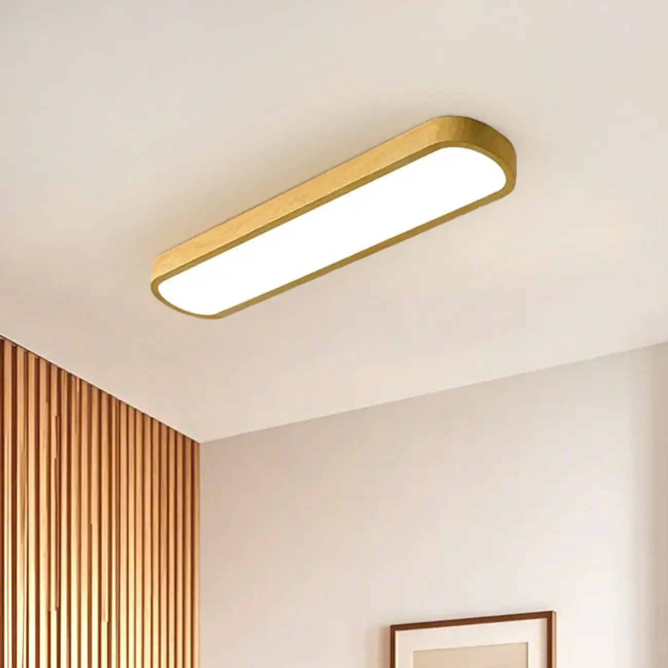 Simple Walnut LED Flush Mount Ceiling Light for Living Room Image - 3 | homeyfad