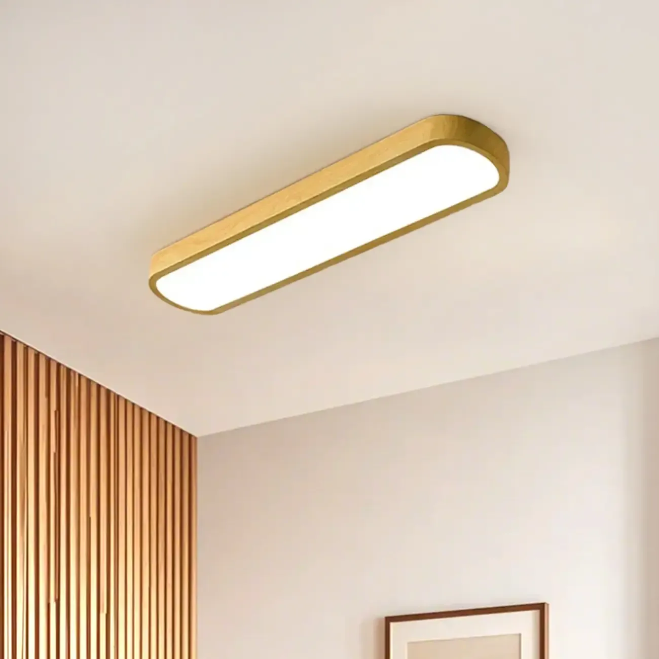 Simple Walnut LED Flush Mount Ceiling Light for Living Room Image - 3