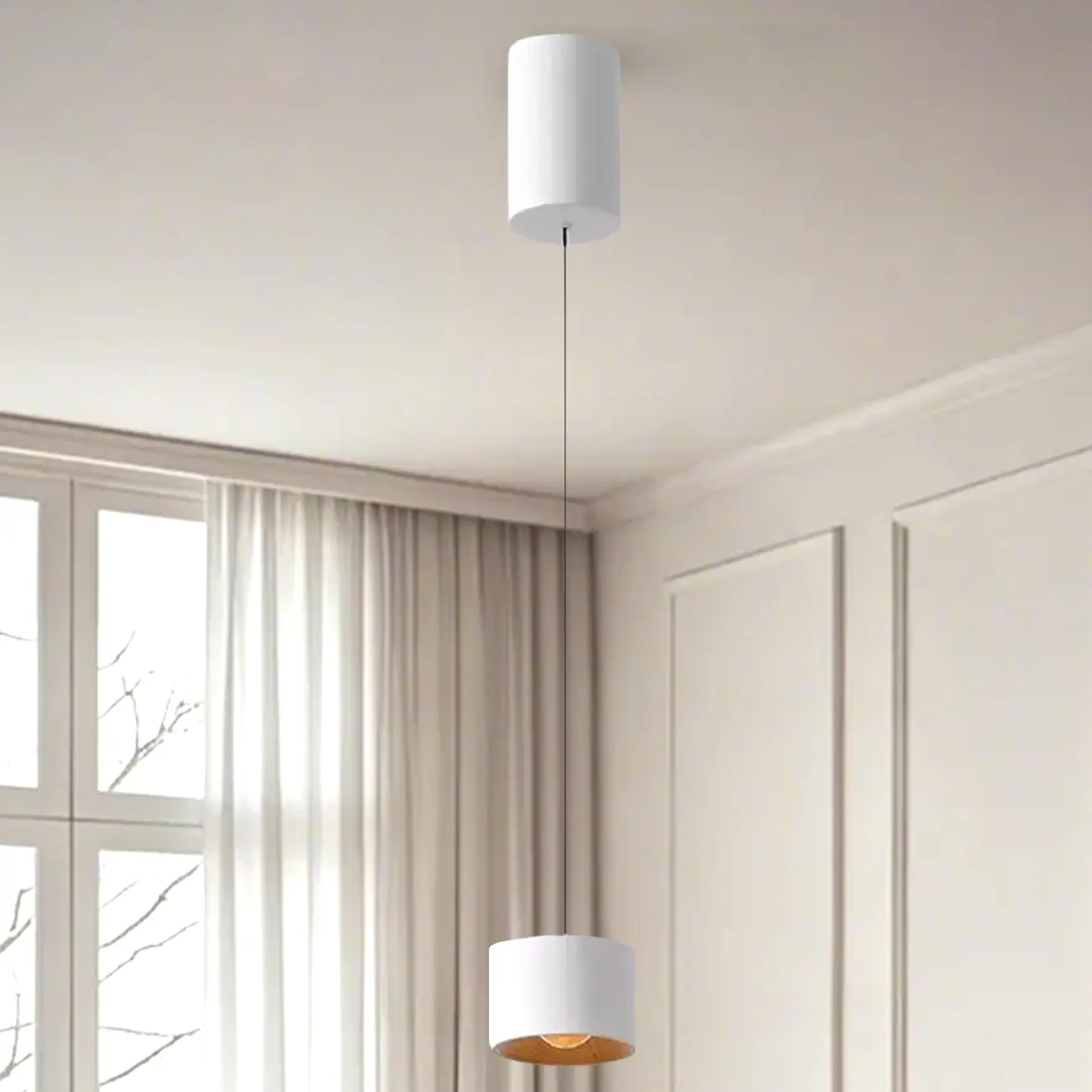 Minimalist Black LED Bedside Pendant Lamp with Long Adjustable Line Image - 14 | homeyfad