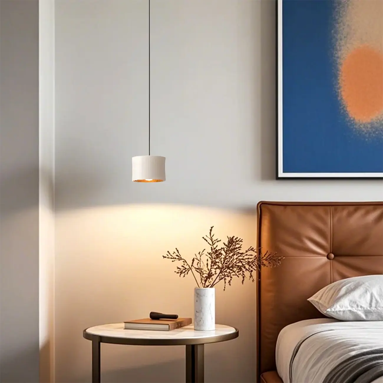 Minimalist Black LED Bedside Pendant Lamp with Long Adjustable Line Image - 5 | homeyfad