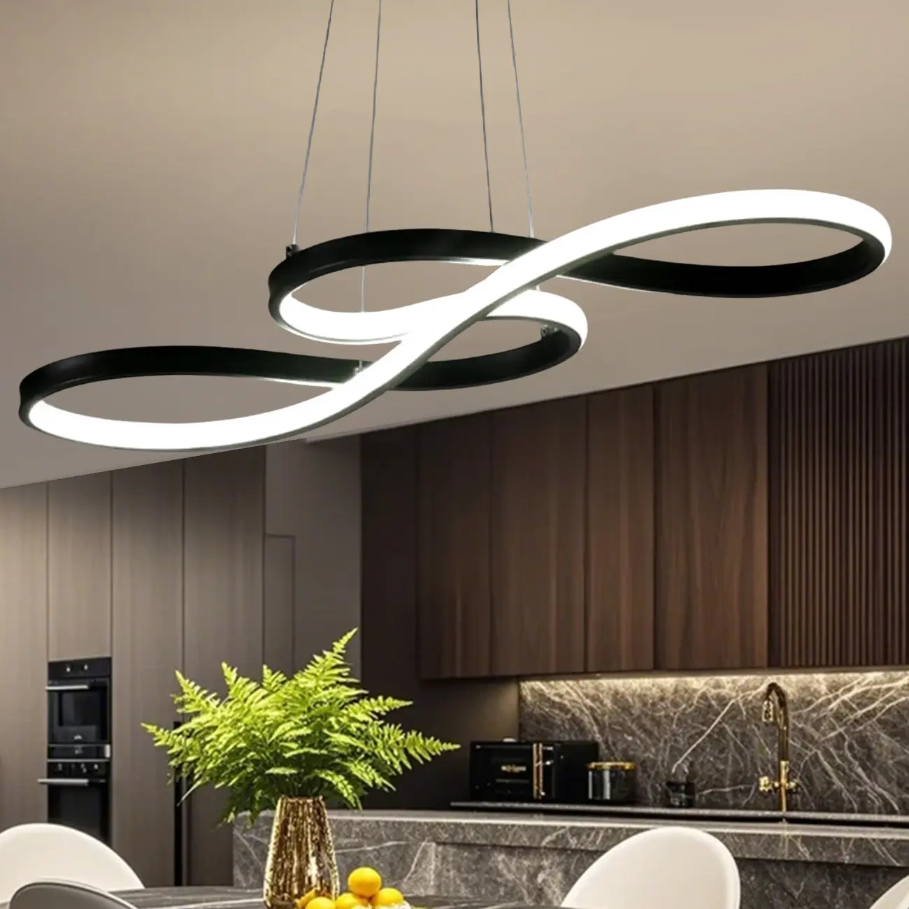 Modern White Linear LED Island Pendant Light with Multi Dimming Image - 14 | homeyfad