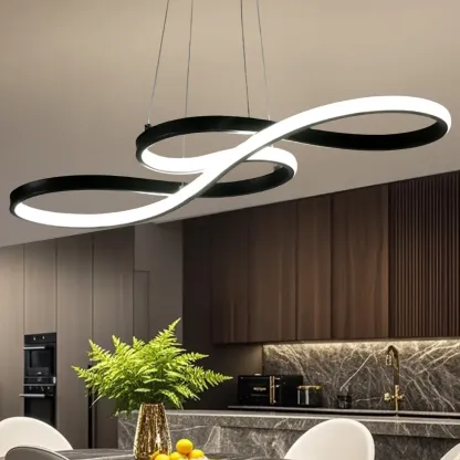 Modern White Linear LED Island Pendant Light with Multi Dimming Image - 14