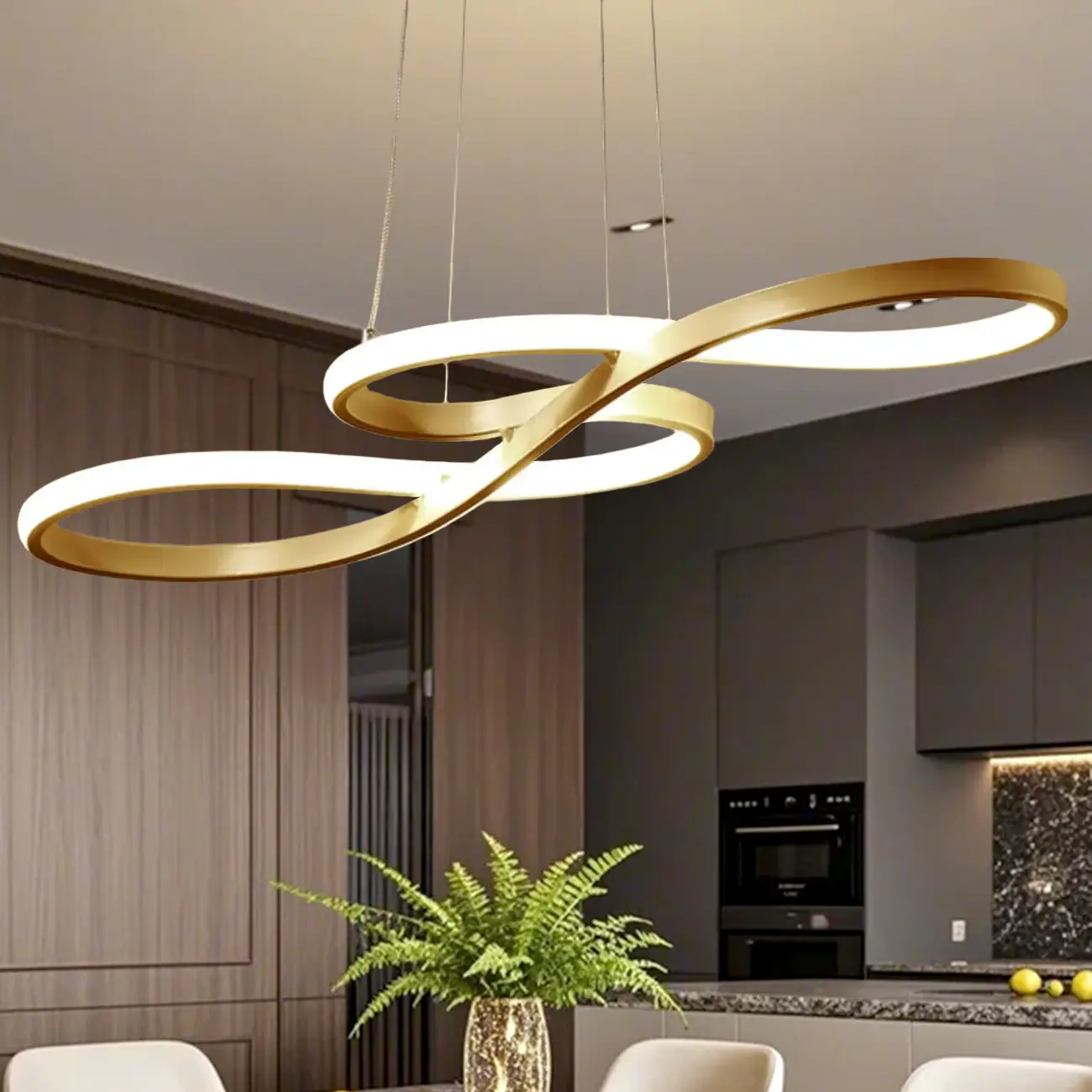 Modern White Linear LED Island Pendant Light with Multi Dimming Image - 15 | homeyfad
