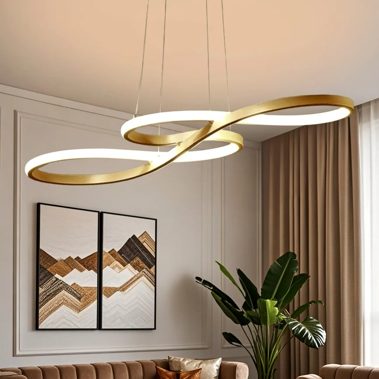 Modern White Linear LED Island Pendant Light with Multi Dimming Image - 5 | homeyfad