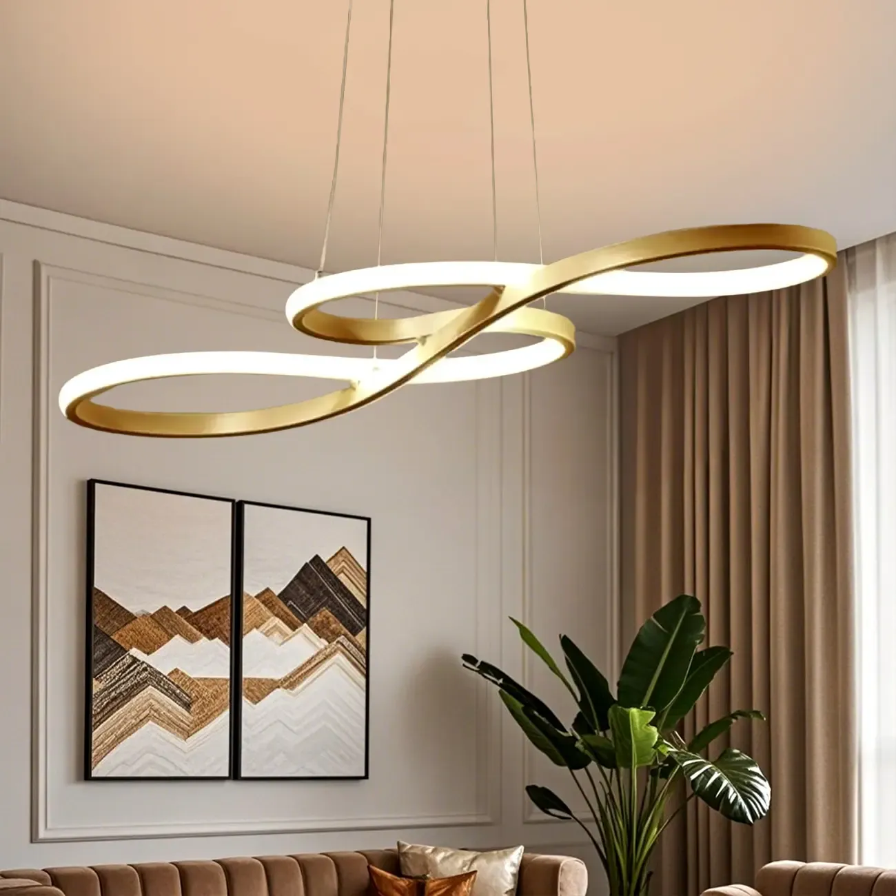 Modern White Linear LED Island Pendant Light with Multi Dimming Image - 5