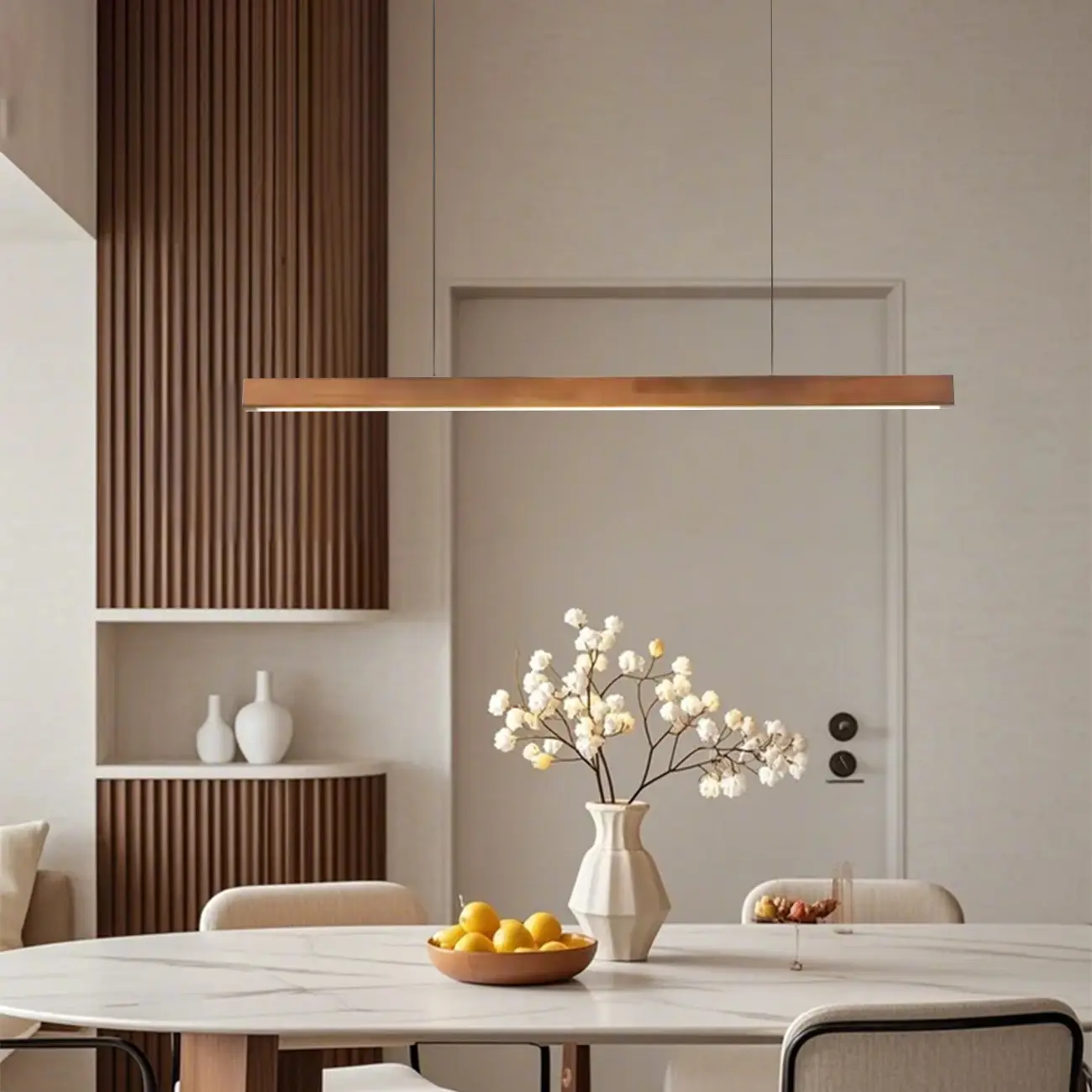 Walnut Wood Rustic Island Light in Rectangular Shape  Image - 2 | homeyfad