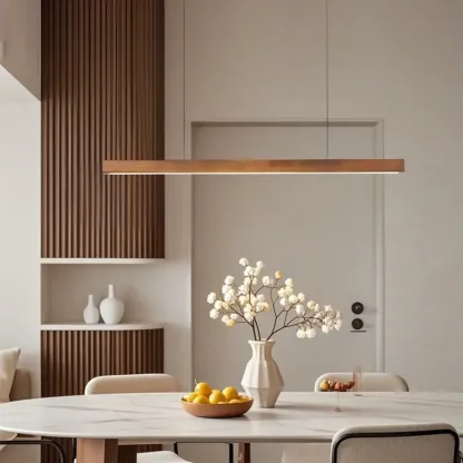 Walnut Wood Rustic Island Light in Rectangular Shape  Image - 2