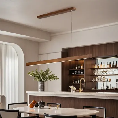 Walnut Wood Rustic Island Light in Rectangular Shape  Image - 4