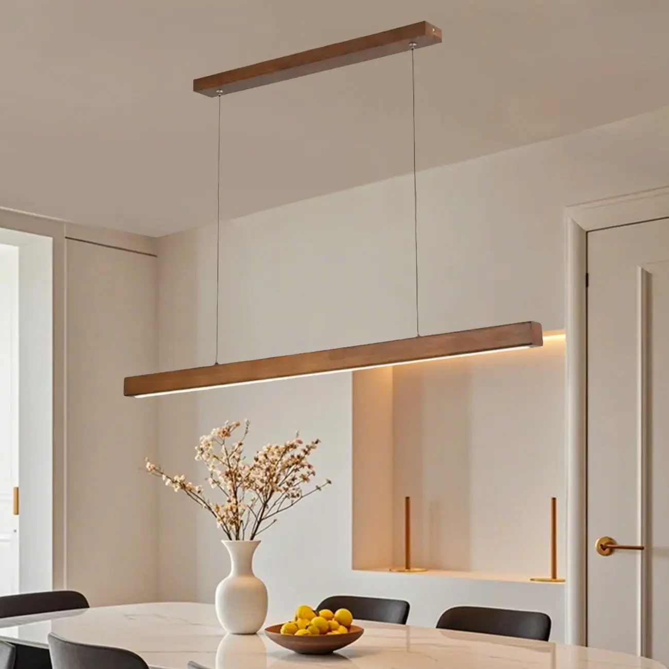 Walnut Wood Rustic Island Light in Rectangular Shape  Image - 5 | homeyfad