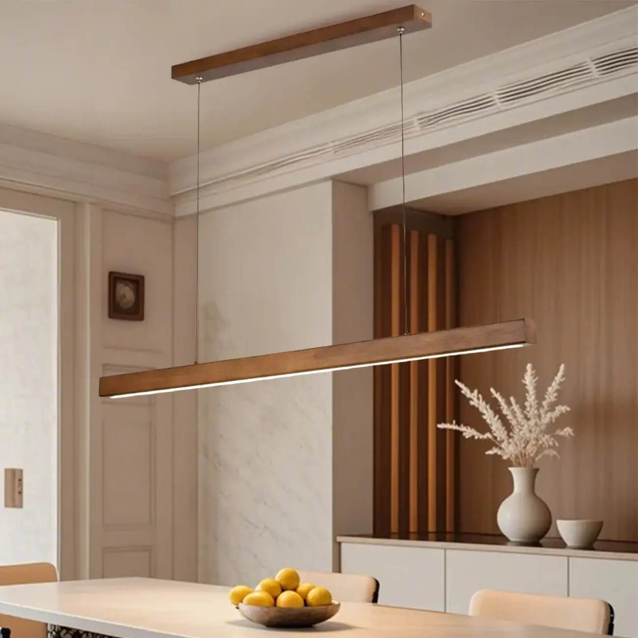 Walnut Wood Rustic Island Light in Rectangular Shape  Image - 6 | homeyfad