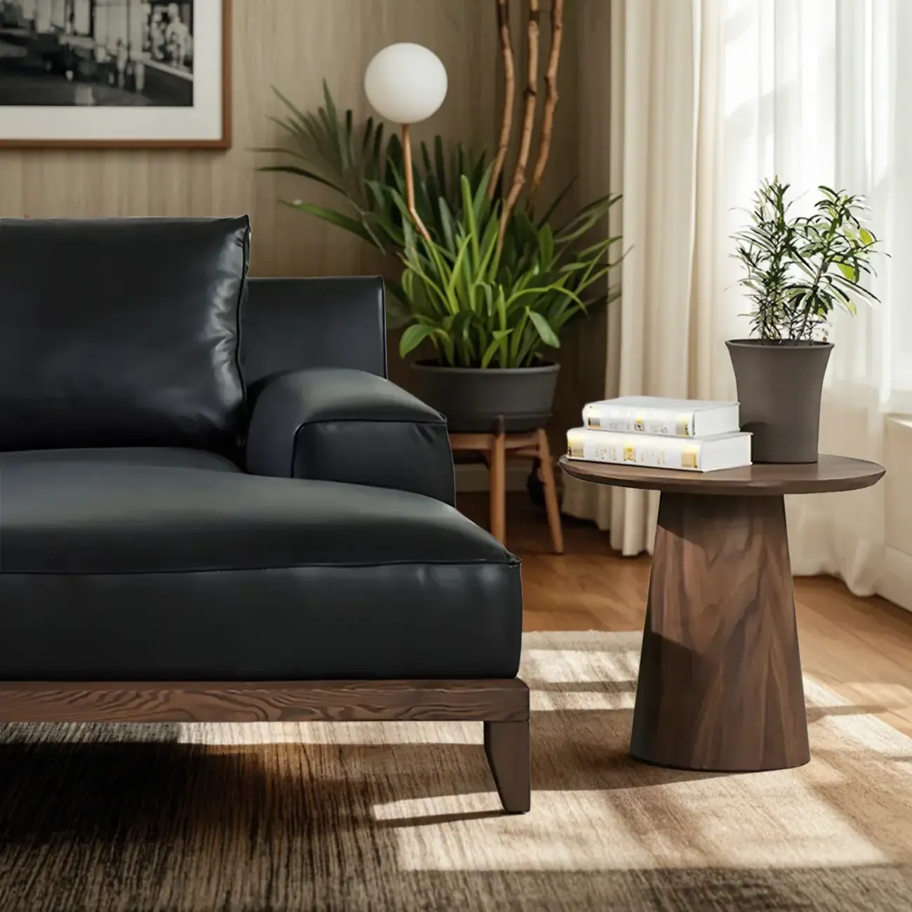 Dark Walnut Elegant Round Wood Coffee Table Image - 3