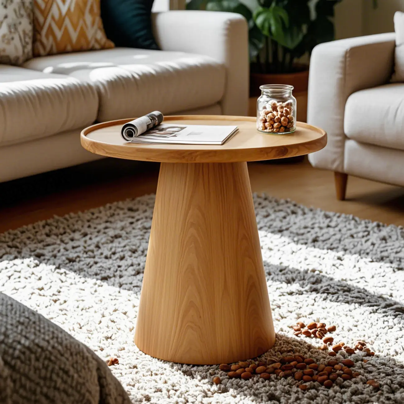 Dark Walnut Elegant Round Wood Coffee Table Image - 6 | homeyfad