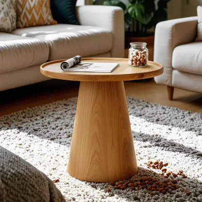 Dark Walnut Elegant Round Wood Coffee Table Image - 6