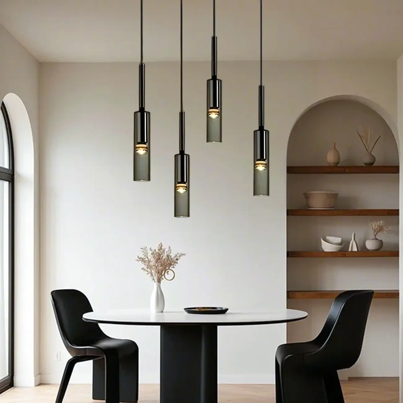 Glass Island Pendant Light Cylindrical Shape in Grey for Kitchen  Image - 1 | homeyfad