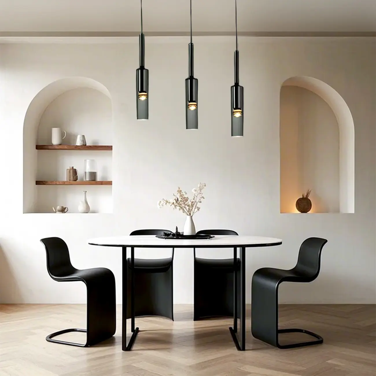 Glass Island Pendant Light Cylindrical Shape in Grey for Kitchen  Image - 3 | homeyfad