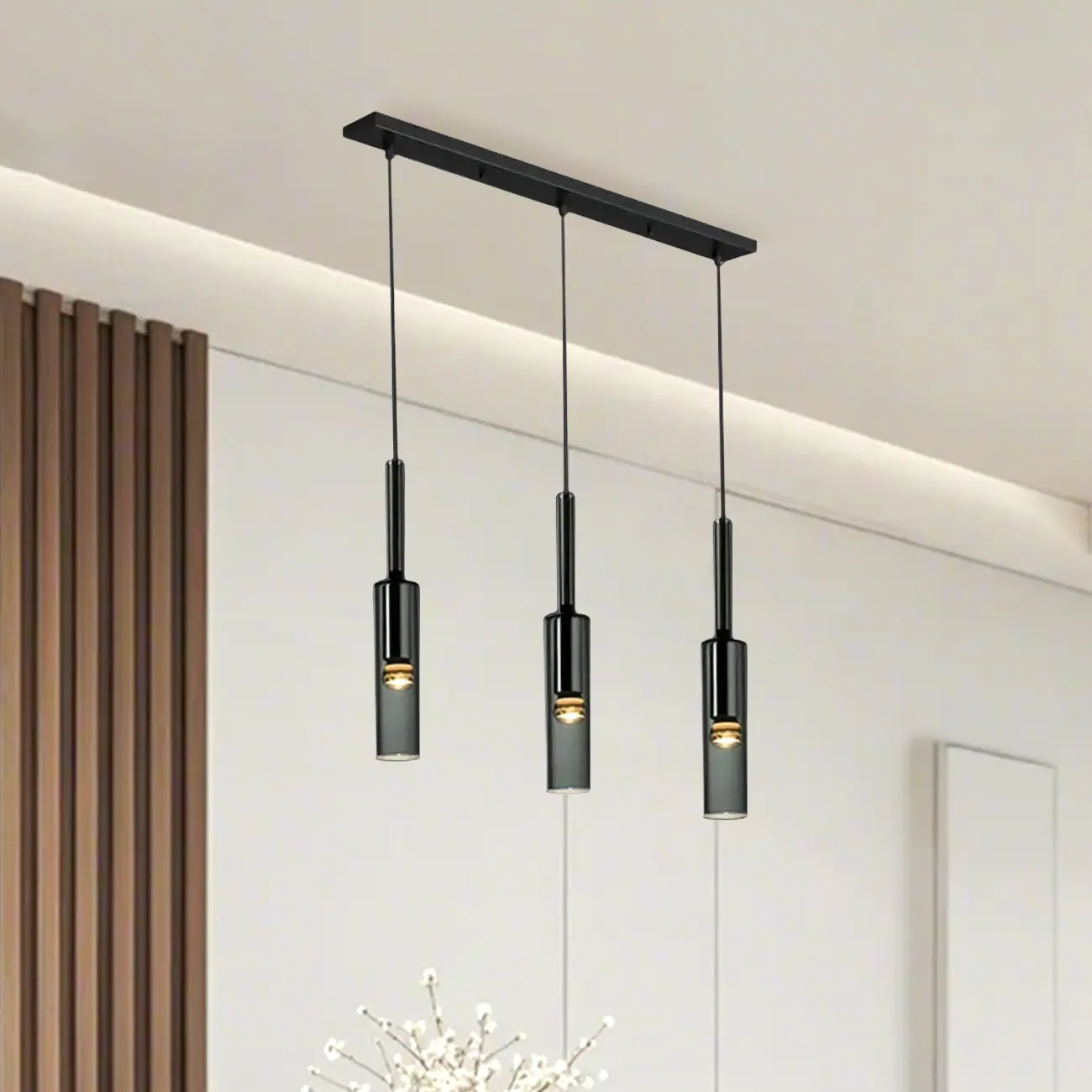 Glass Island Pendant Light Cylindrical Shape in Grey for Kitchen  Image - 13 | homeyfad