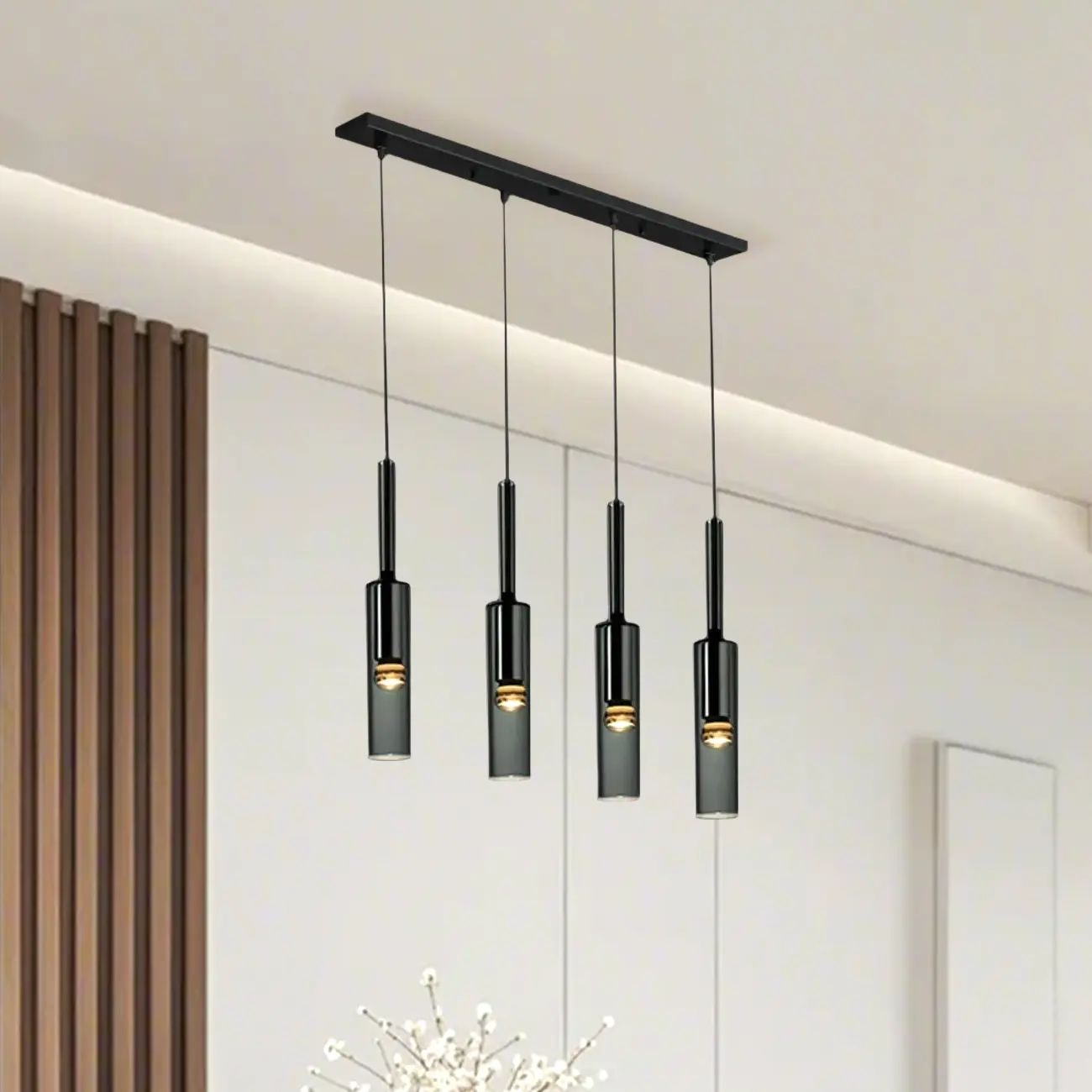 Glass Island Pendant Light Cylindrical Shape in Grey for Kitchen  Image - 14 | homeyfad