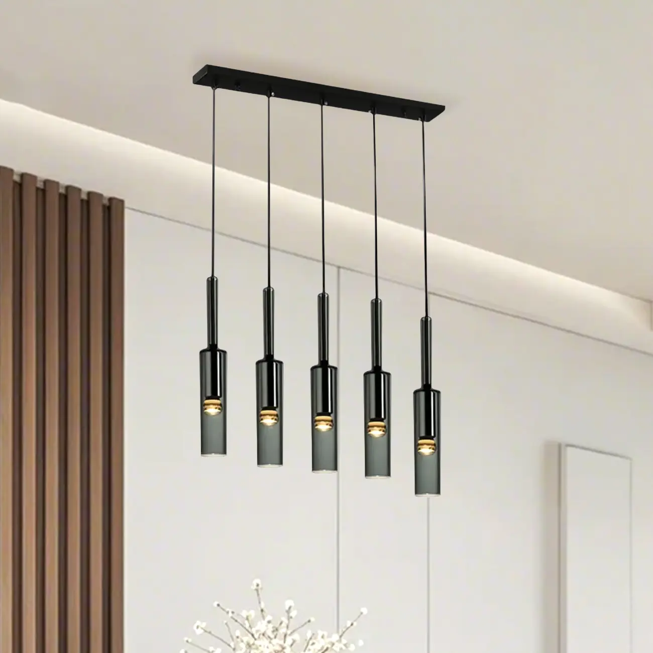 Glass Island Pendant Light Cylindrical Shape in Grey for Kitchen  Image - 15 | homeyfad