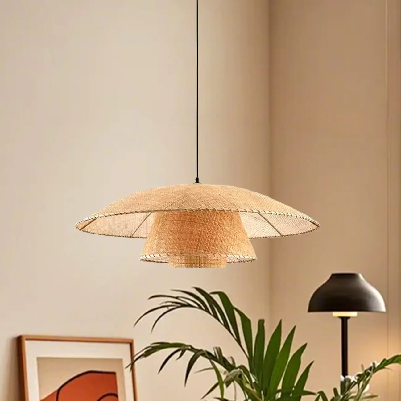 Designer handmade floral led pendant lamp with rattan petals for decor Image - 21 | homeyfad