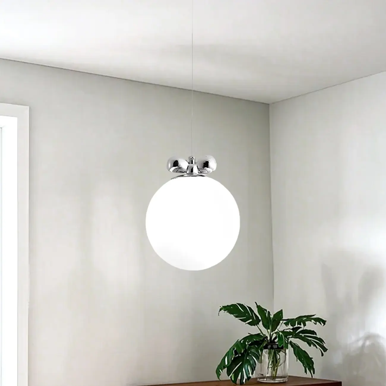 Modern Small White Globe LED Pendant Light for Living Room Image - 1 | homeyfad
