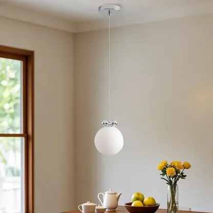 Modern Small White Globe LED Pendant Light for Living Room Image - 11