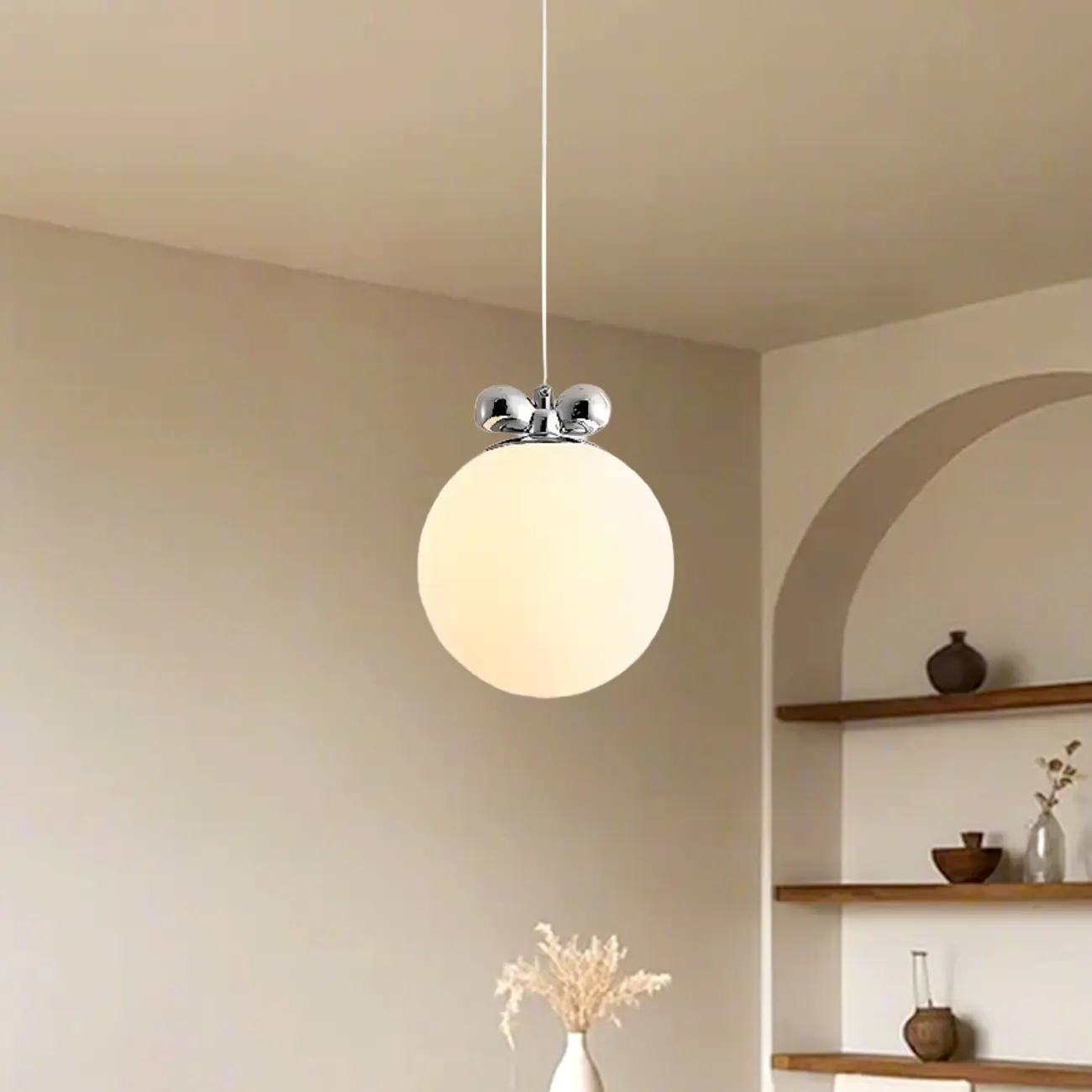 Modern Small White Globe LED Pendant Light for Living Room Image - 5 | homeyfad