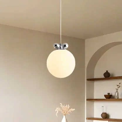 Modern Small White Globe LED Pendant Light for Living Room Image - 5