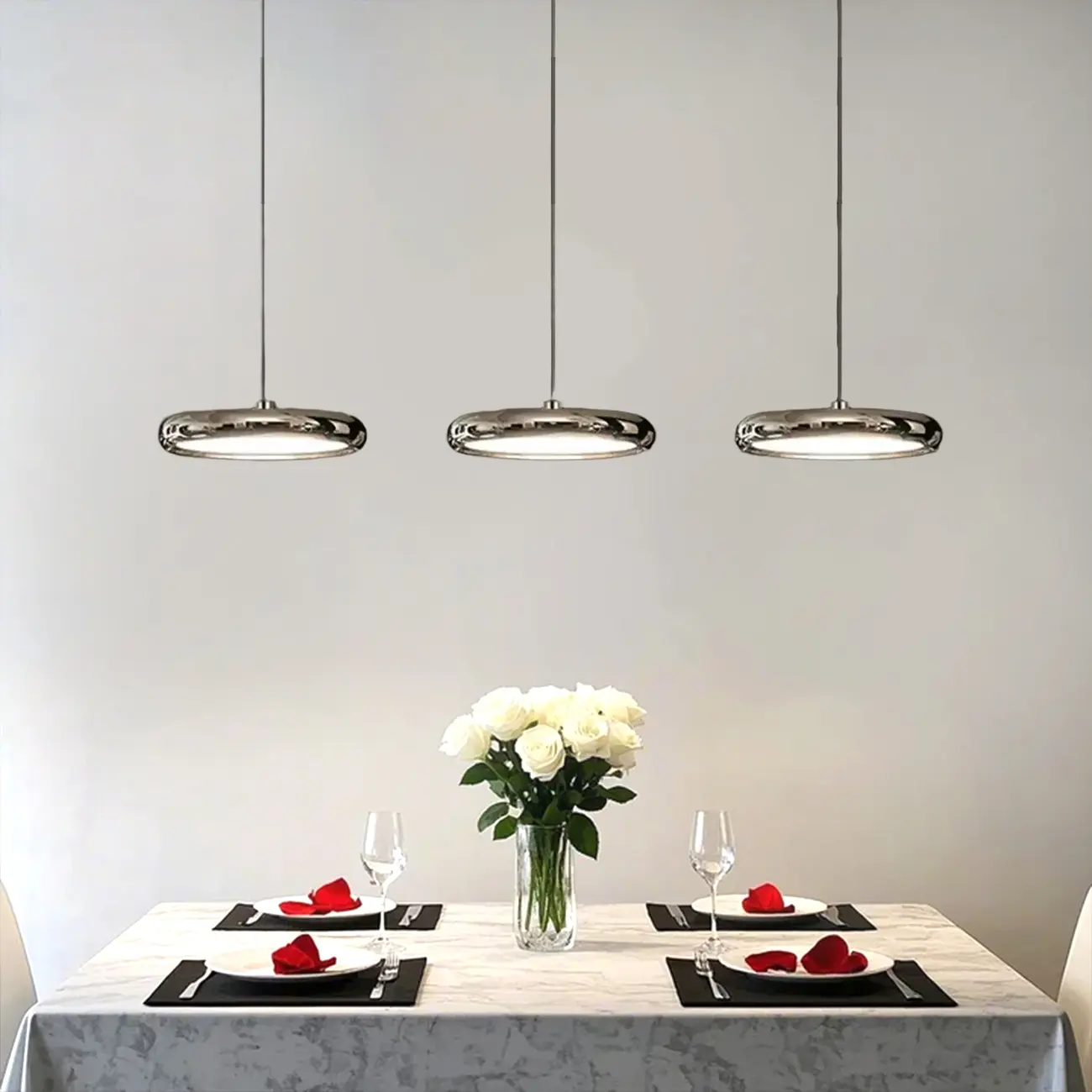 3 Light Metal Round Shape Modern Island Pendant Light Image - 1 | homeyfad