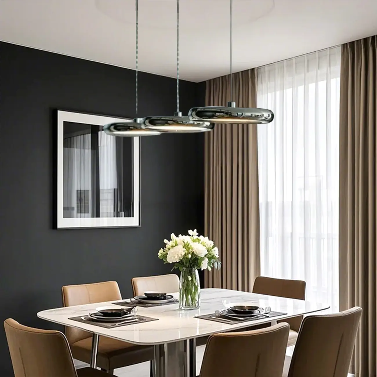 3 Light Metal Round Shape Modern Island Pendant Light Image - 3 | homeyfad