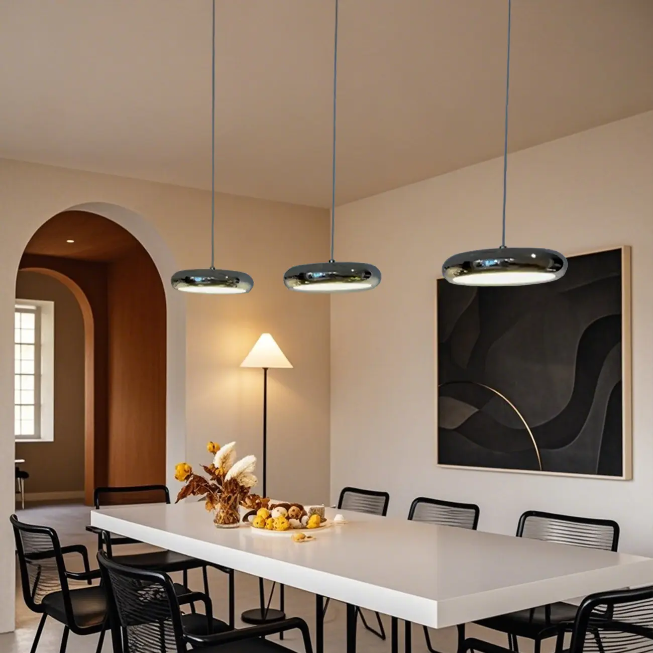 3 Light Metal Round Shape Modern Island Pendant Light Image - 4 | homeyfad