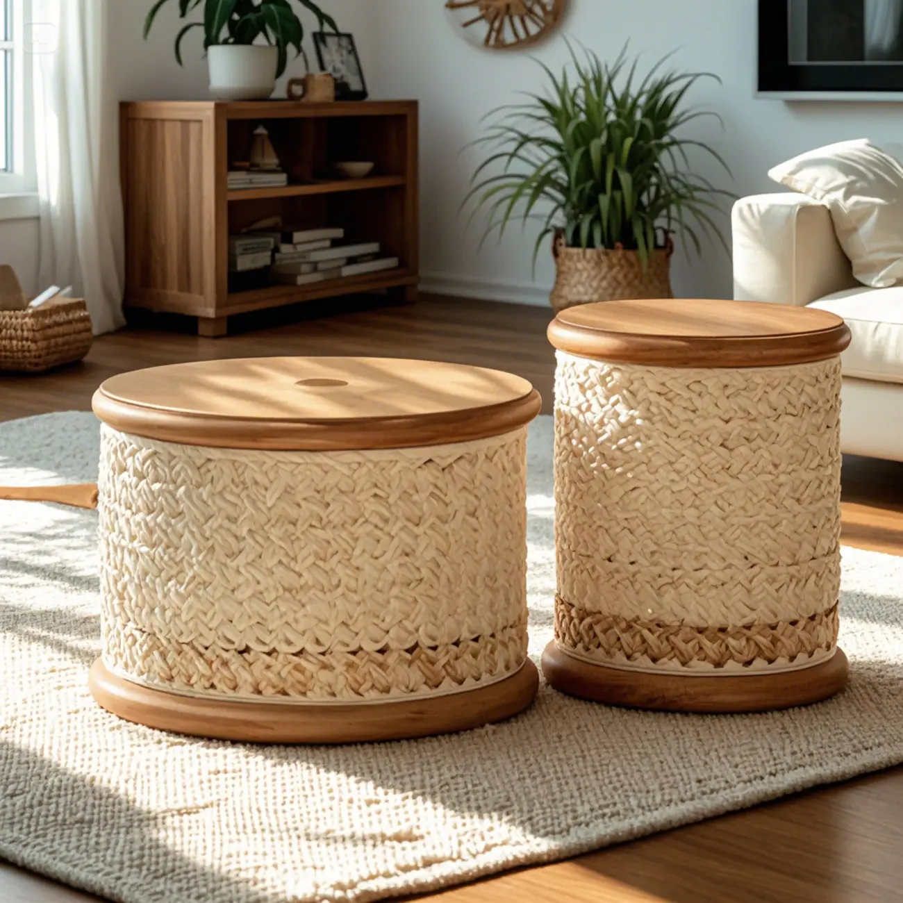 Natural Sophisticated Hollowed French Round Wood Coffee Table Image - 6 | homeyfad