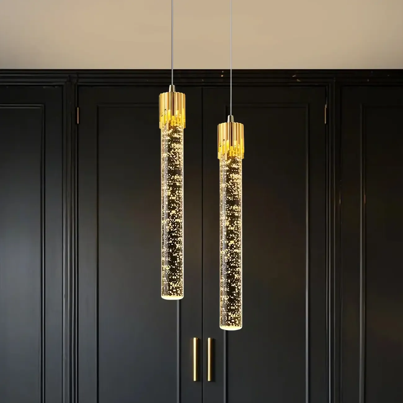 Modern Gold Glass Pendant Light for Dining Room Image - 1