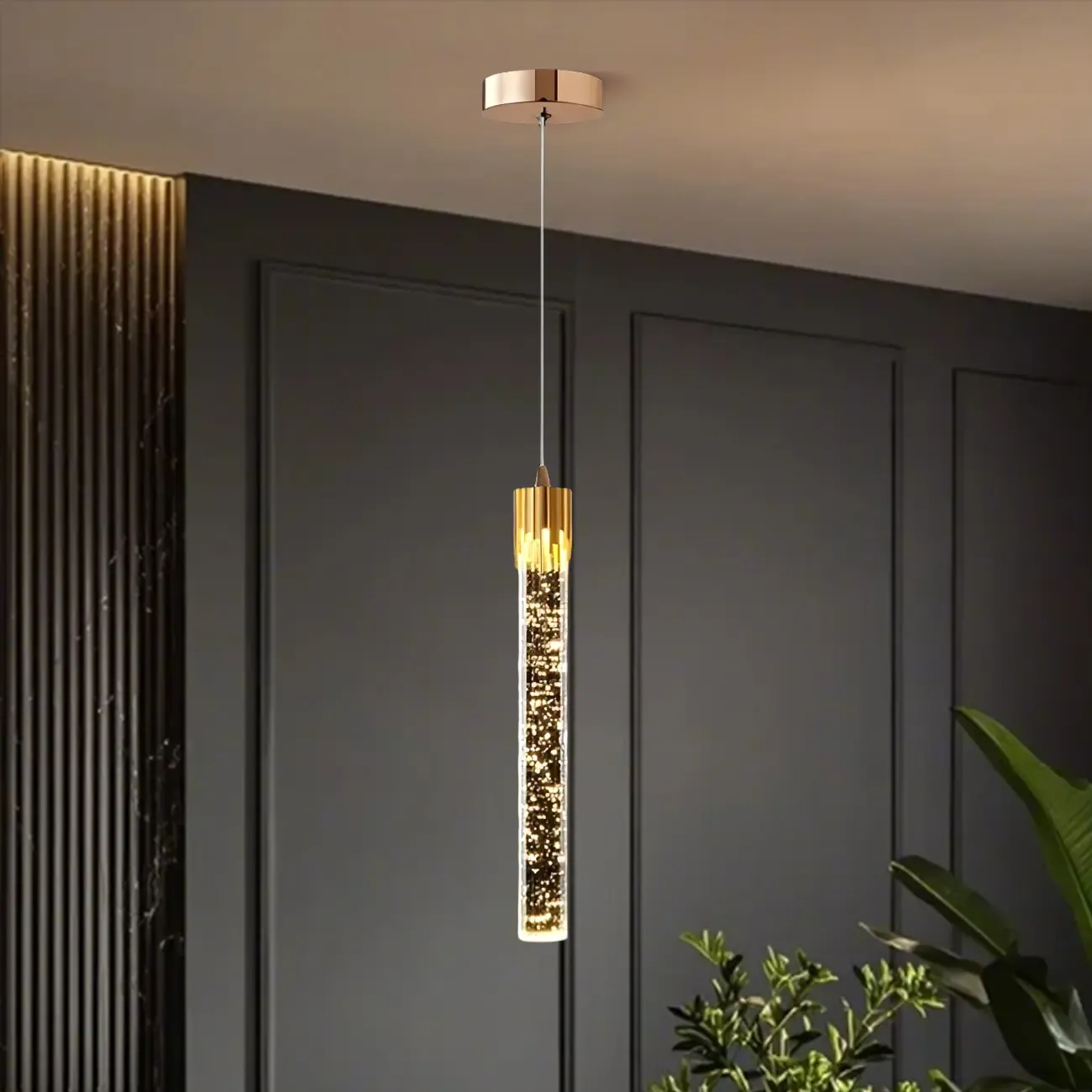 Modern Gold Glass Pendant Light for Dining Room Image - 16