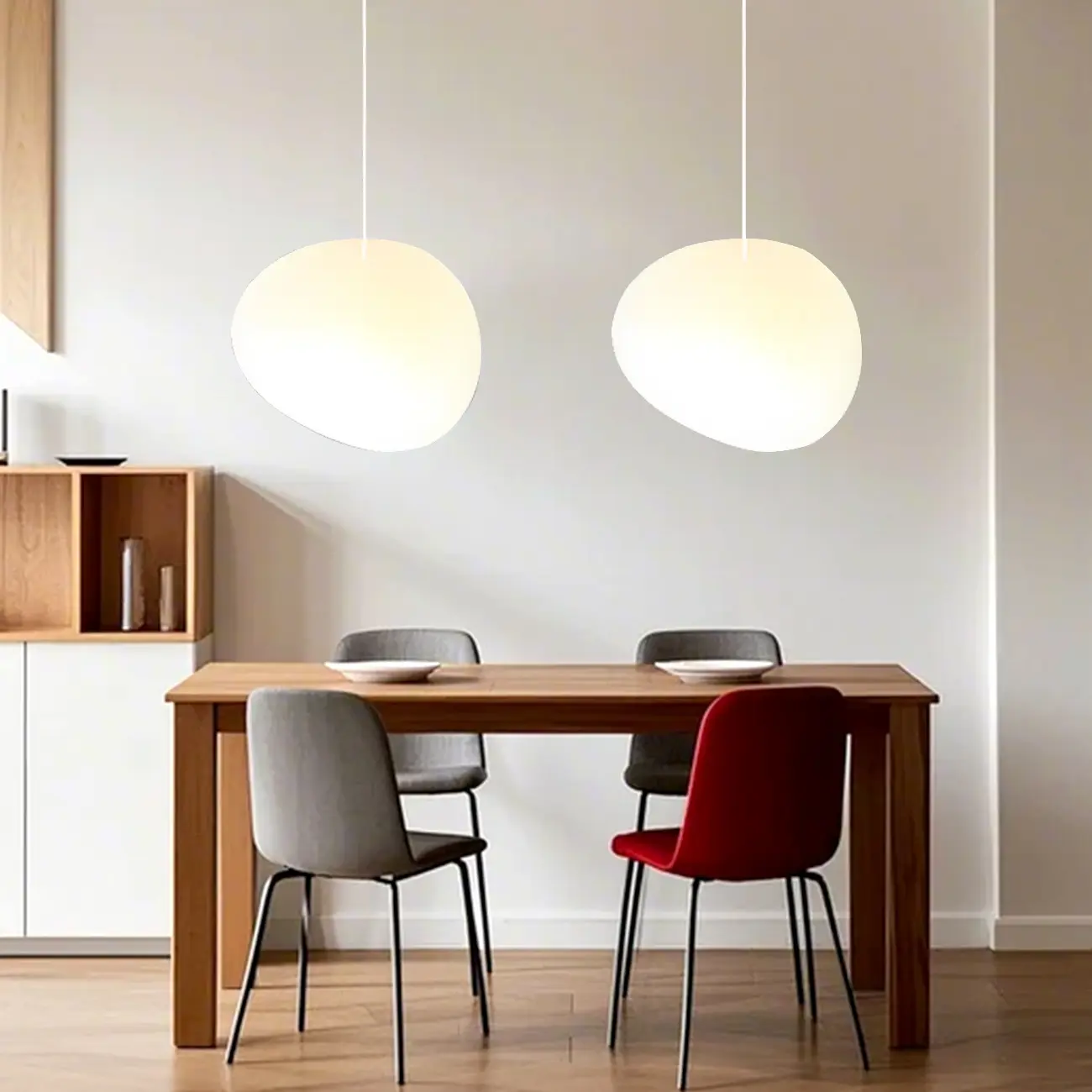 Designer Cream Resin Pebble Pendant Lamp for Dining Room. Image - 1 | homeyfad