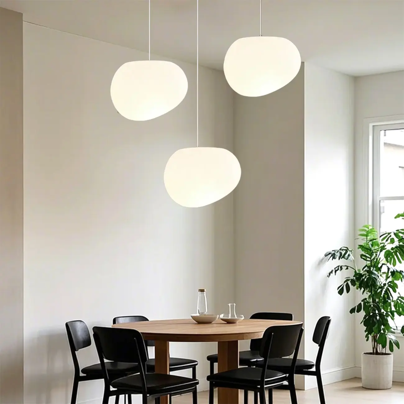 Designer Cream Resin Pebble Pendant Lamp for Dining Room. Image - 6 | homeyfad