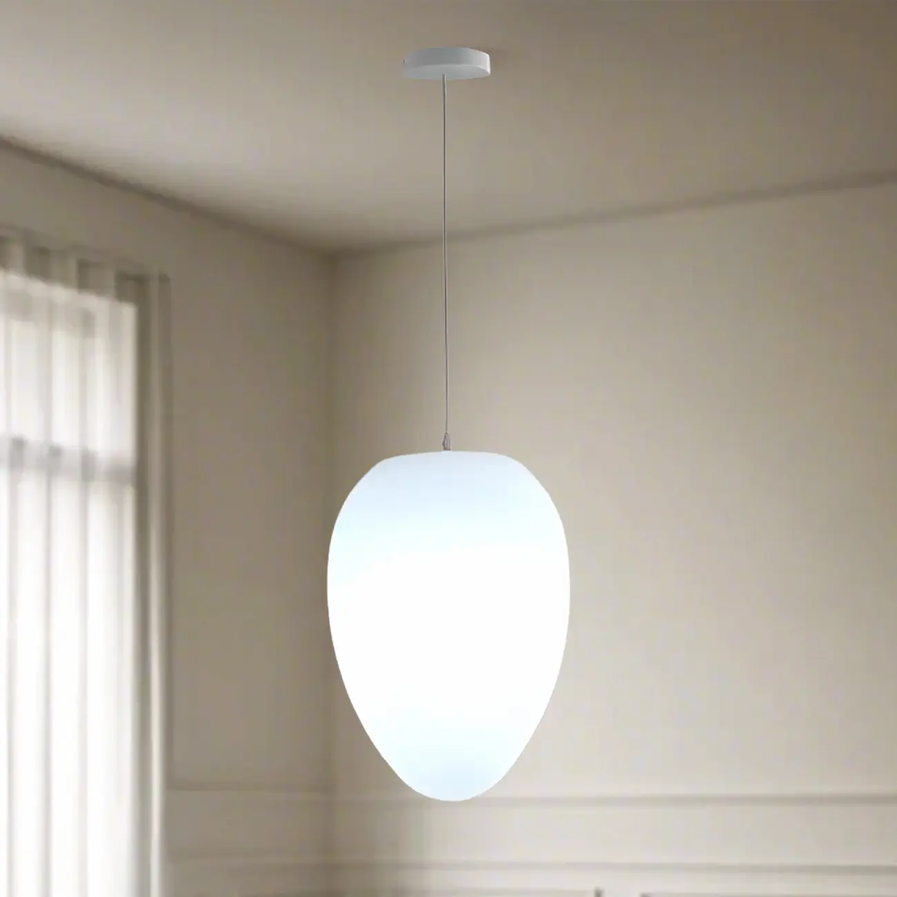 Designer Cream Resin Pebble Pendant Lamp for Dining Room. Image - 7 | homeyfad