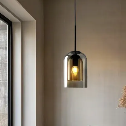 Modern Double Glass Bell-Shaped Pendant Lamp for Living Room Image - 4